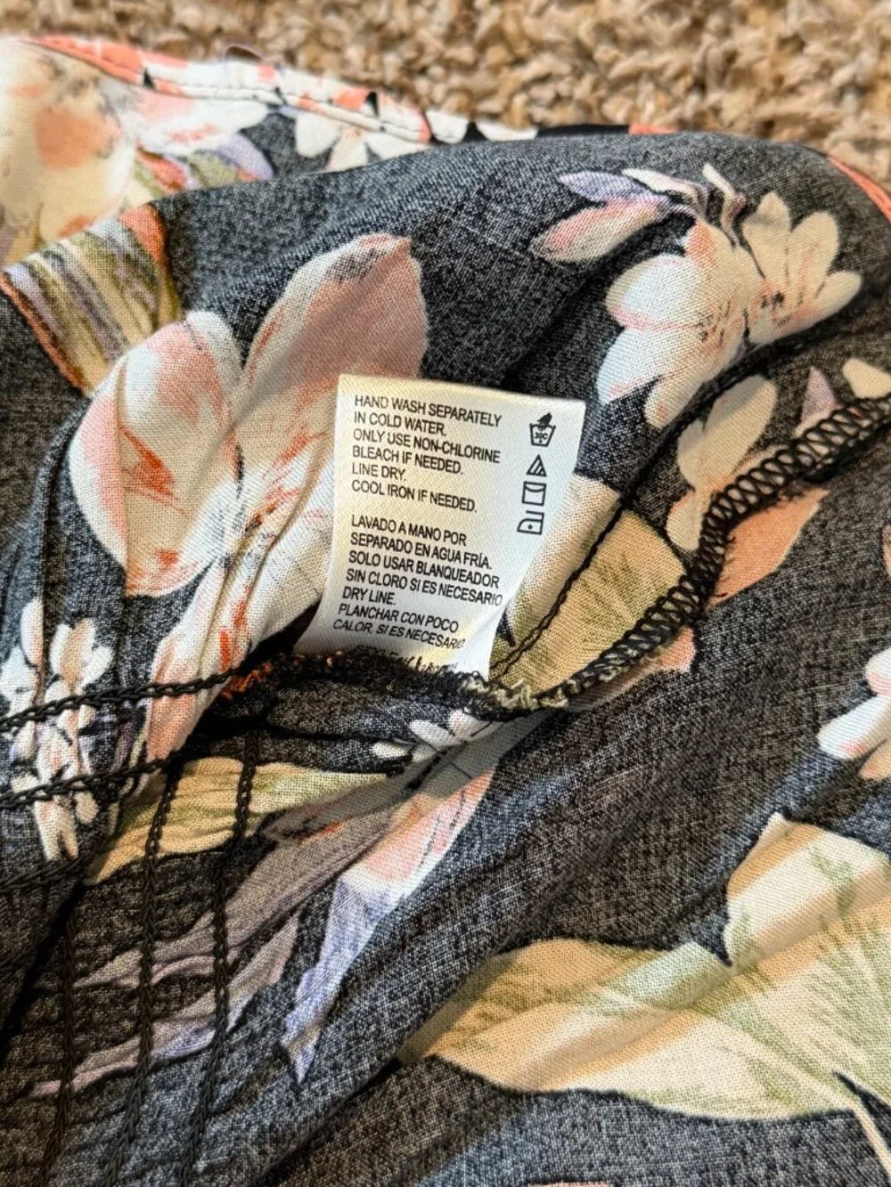 Patrons of Peace Black Pink Floral Smocked Tank S Cottagecore - Picture 7 of 10